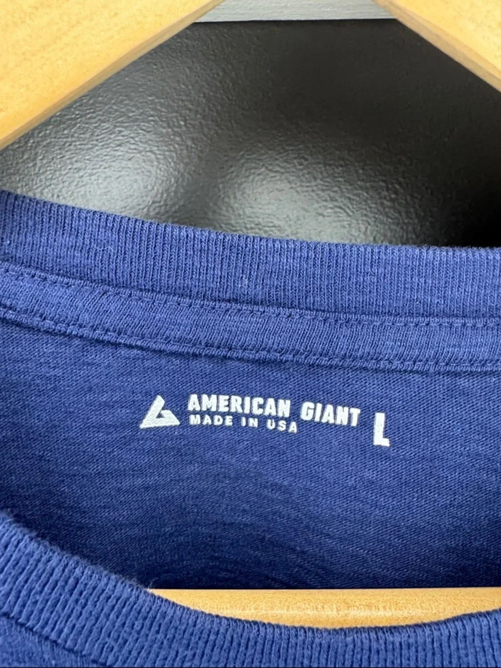 American Giant Blue Long Sleeve Tee L NWOT Slub Cotton USA Made Shirt - Picture 2 of 5